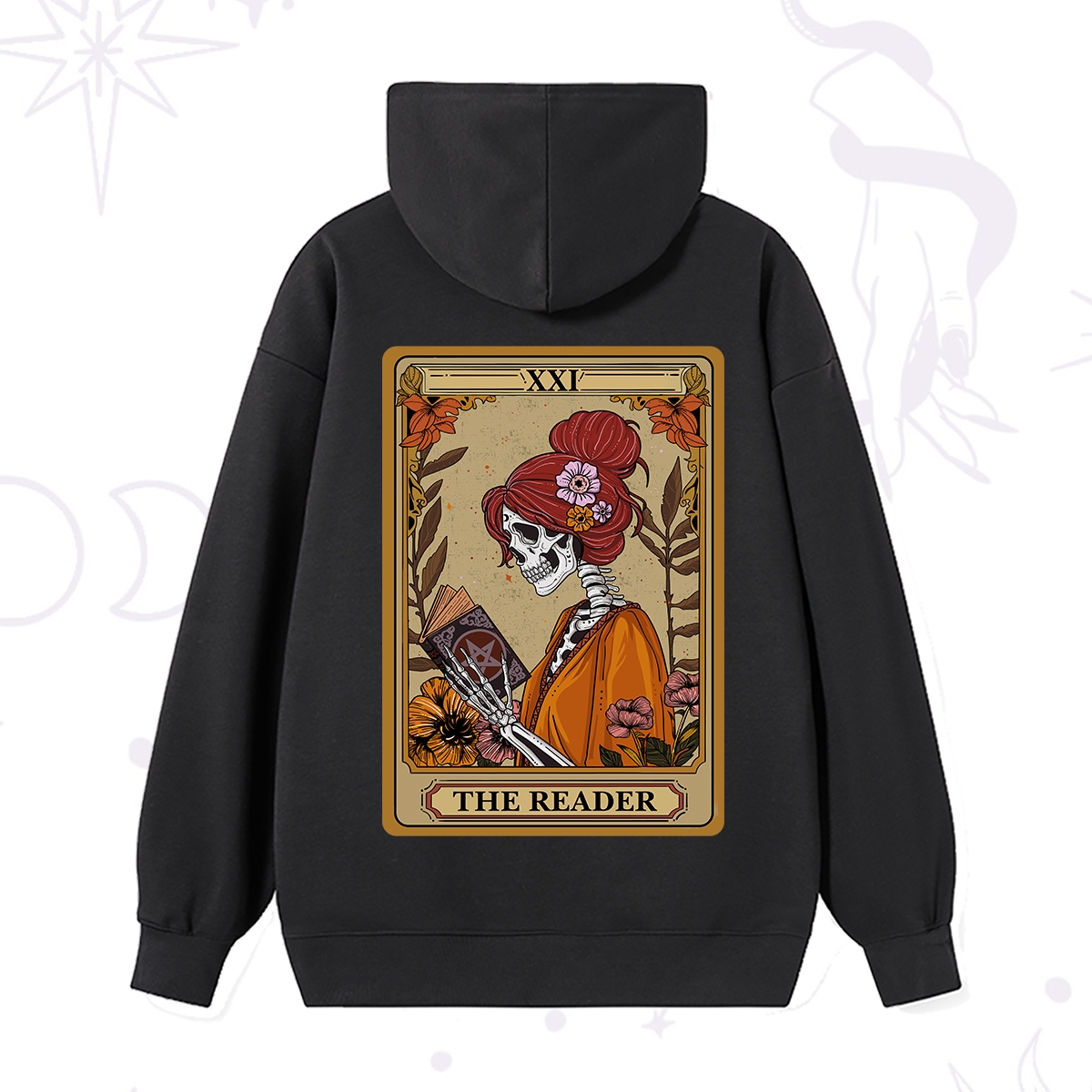 Purplehecate The Reader Tarot Card Skeleton Hoodie