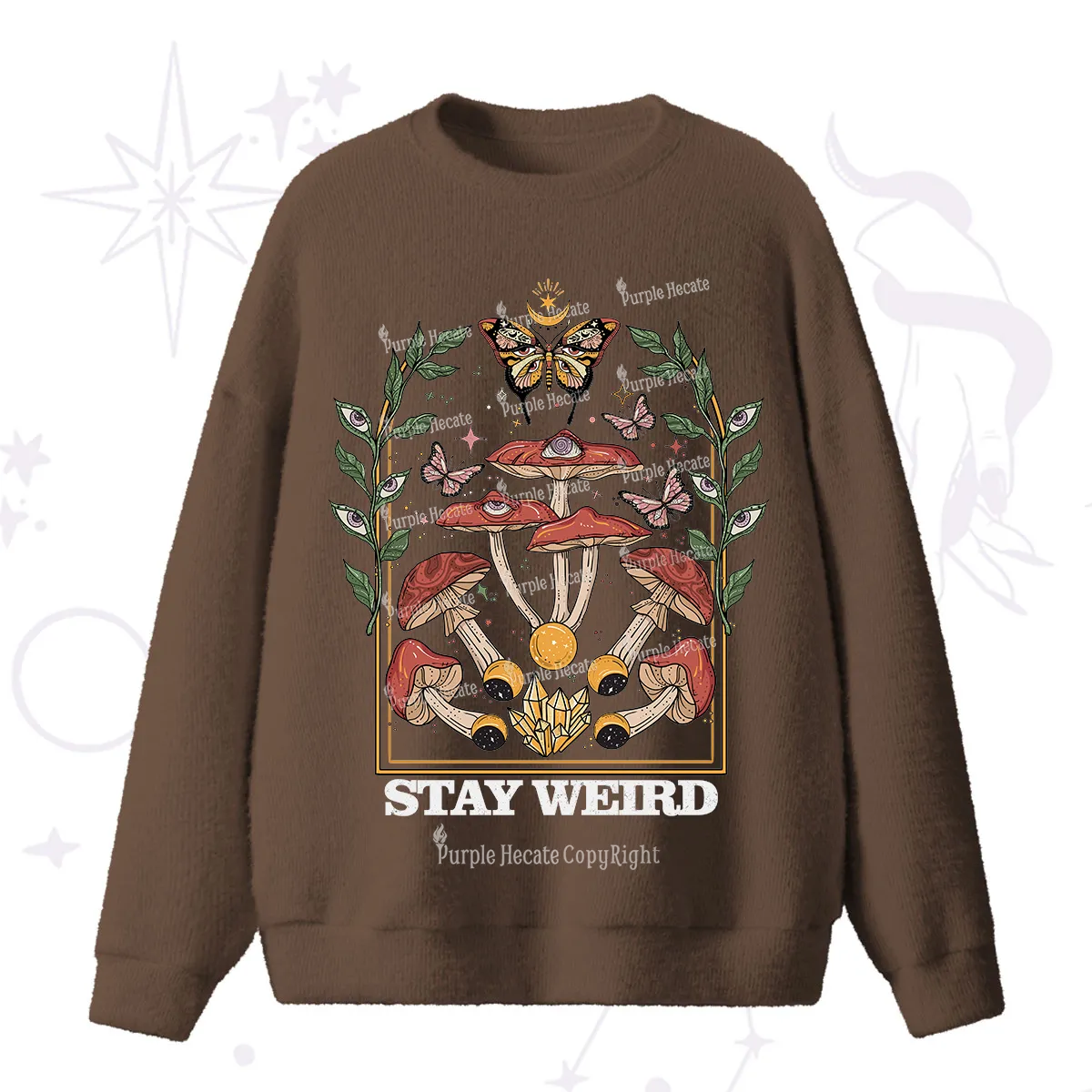 Purplehecate Stay Weird Fuzzy Ugly Sweater