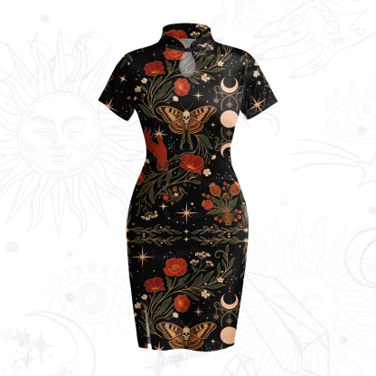 Purplehecate Death Moth Rebirth Velvet Bodycon Dress