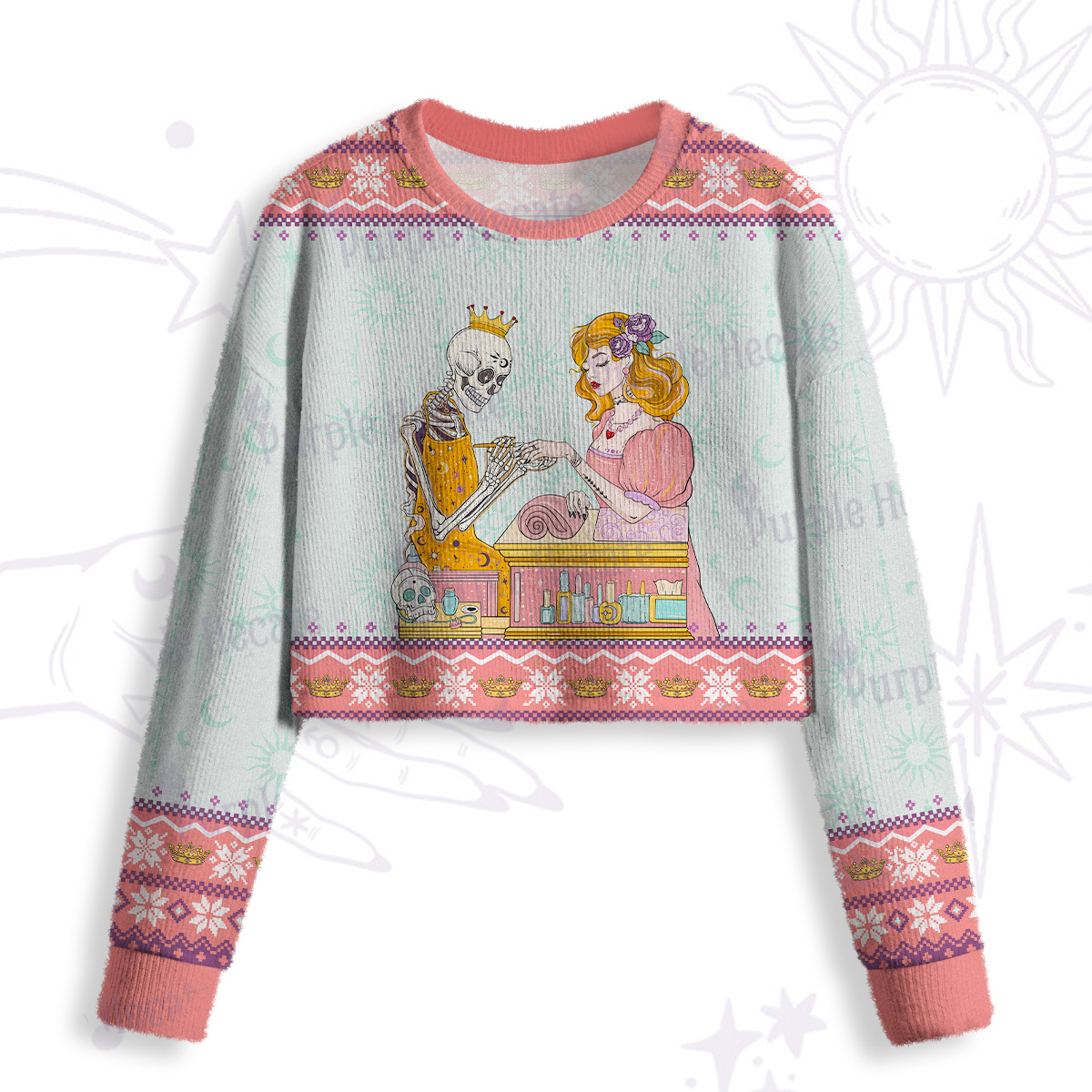 Purplehecate The Nail Tech Life Tarot Crop Fuzzy Ugly Sweatshirt