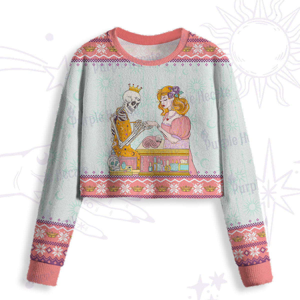Purplehecate The Nail Tech Life Tarot Crop Fuzzy Ugly Sweatshirt
