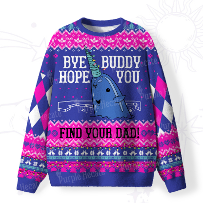 Purplehecate Good Luck Buddy Whale Fuzzy Ugly Christmas Sweatshirt