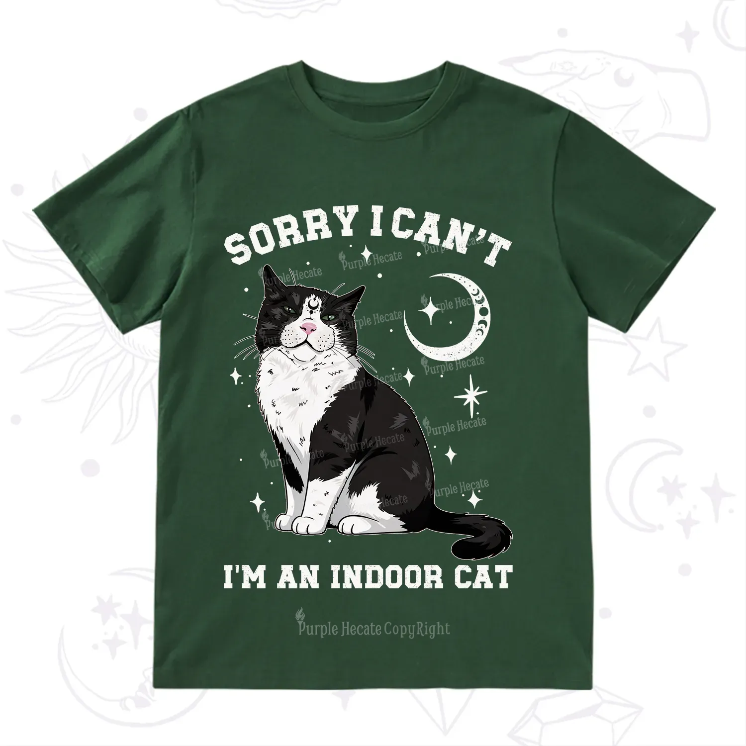 Purplehecate Sorry I Can't Go I'm an Indoor Cat T-Shirt