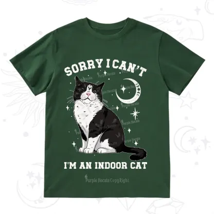 Purplehecate Sorry I Can't Go I'm an Indoor Cat T-Shirt