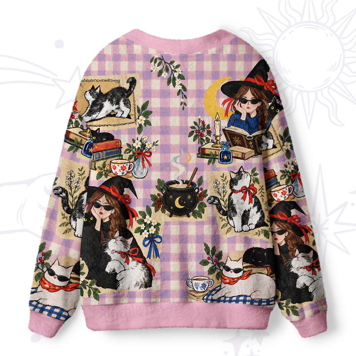 Purplehecate A Magical Cat Lover's Afternoon Ugly Cardigan Sweaters