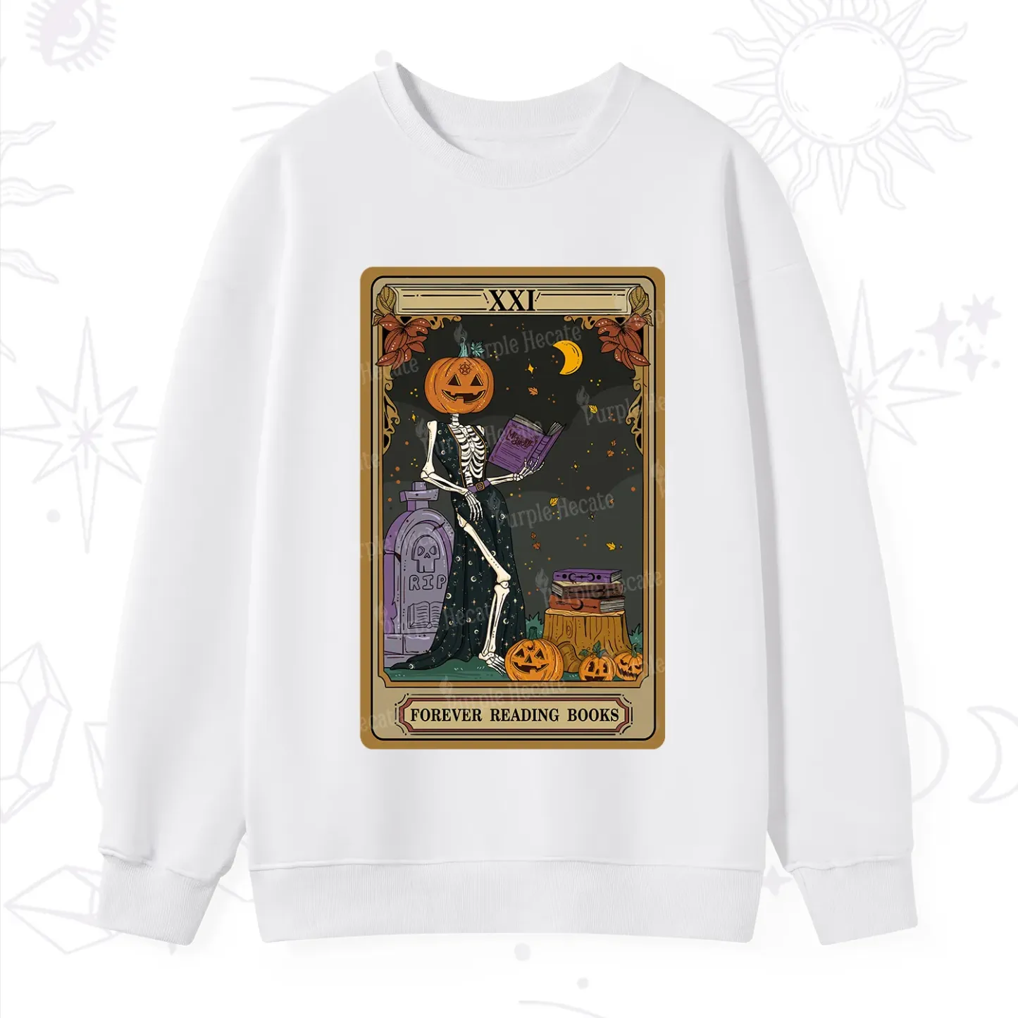 Purplehecate The Forever Reading Books Tarot Halloween Sweatshirt
