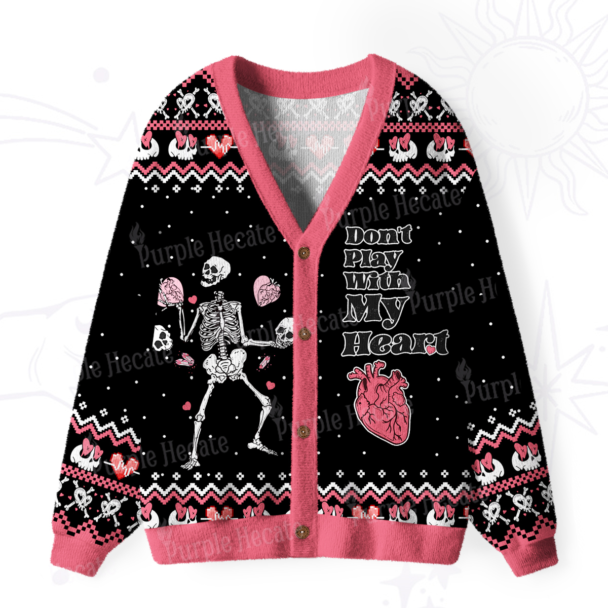 Purplehecate Don't Play With My Heart Ugly Cardigan Sweaters