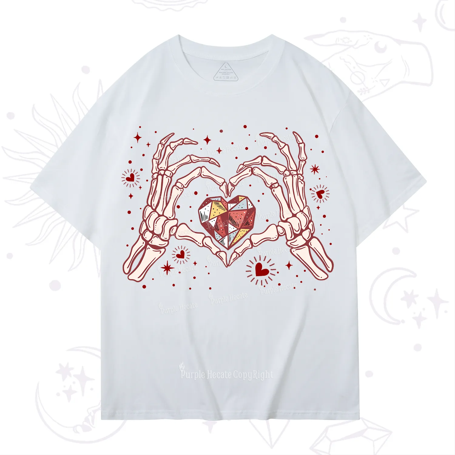 Purplehecate Skeleton Love Hands Valentine T-Shirt