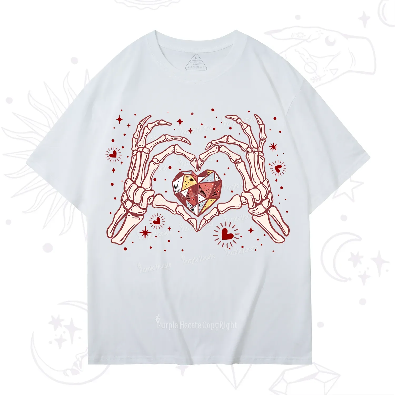 Purplehecate Skeleton Love Hands Valentine T-Shirt