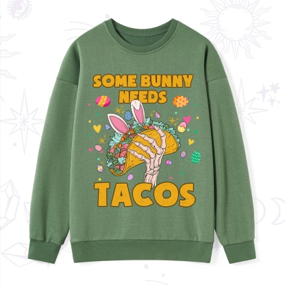 Purplehecate Some Bunny Needs Tacos Easter Sweatshirt