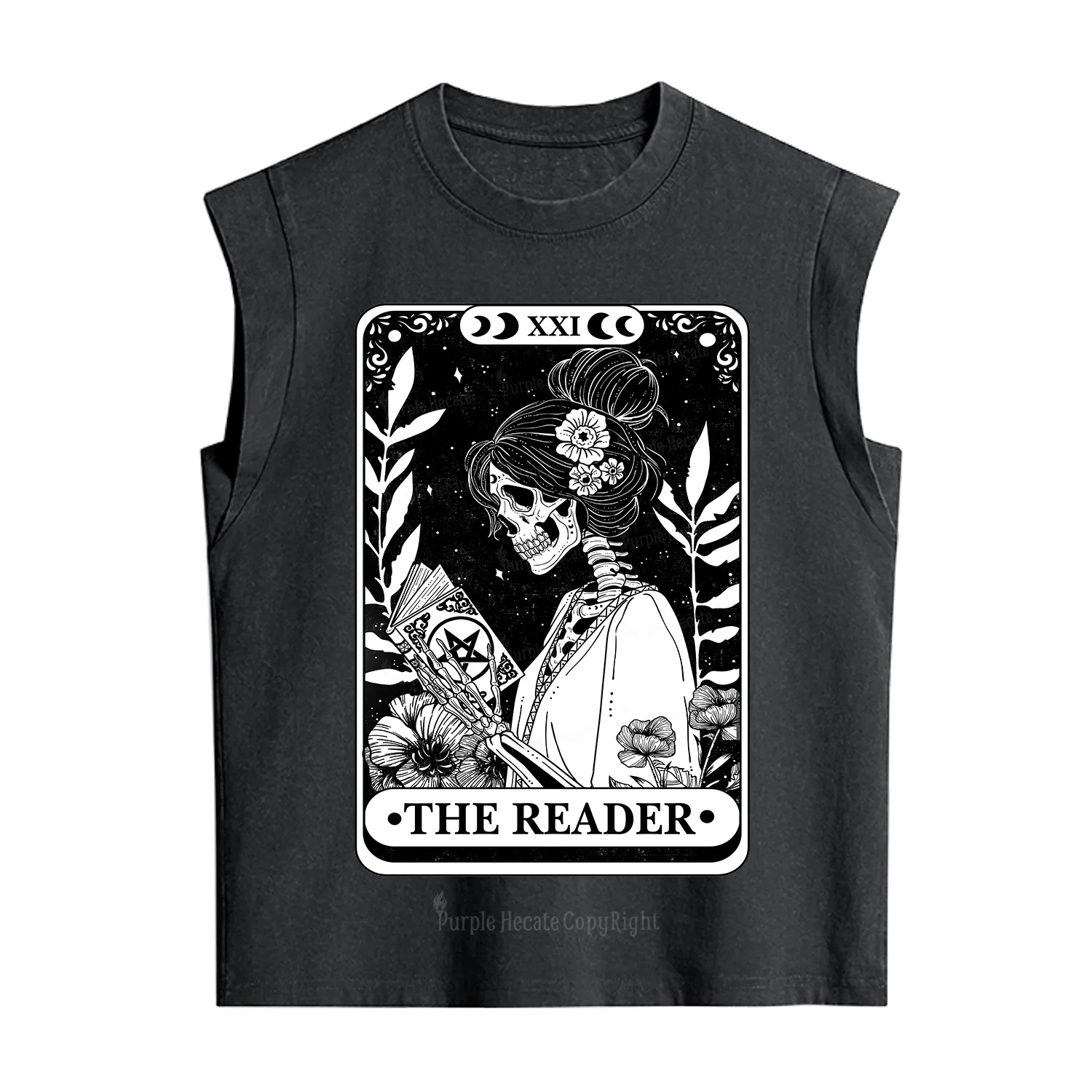 Purplehecate The Reader Skeleton Tarot Vintage Washed Tank