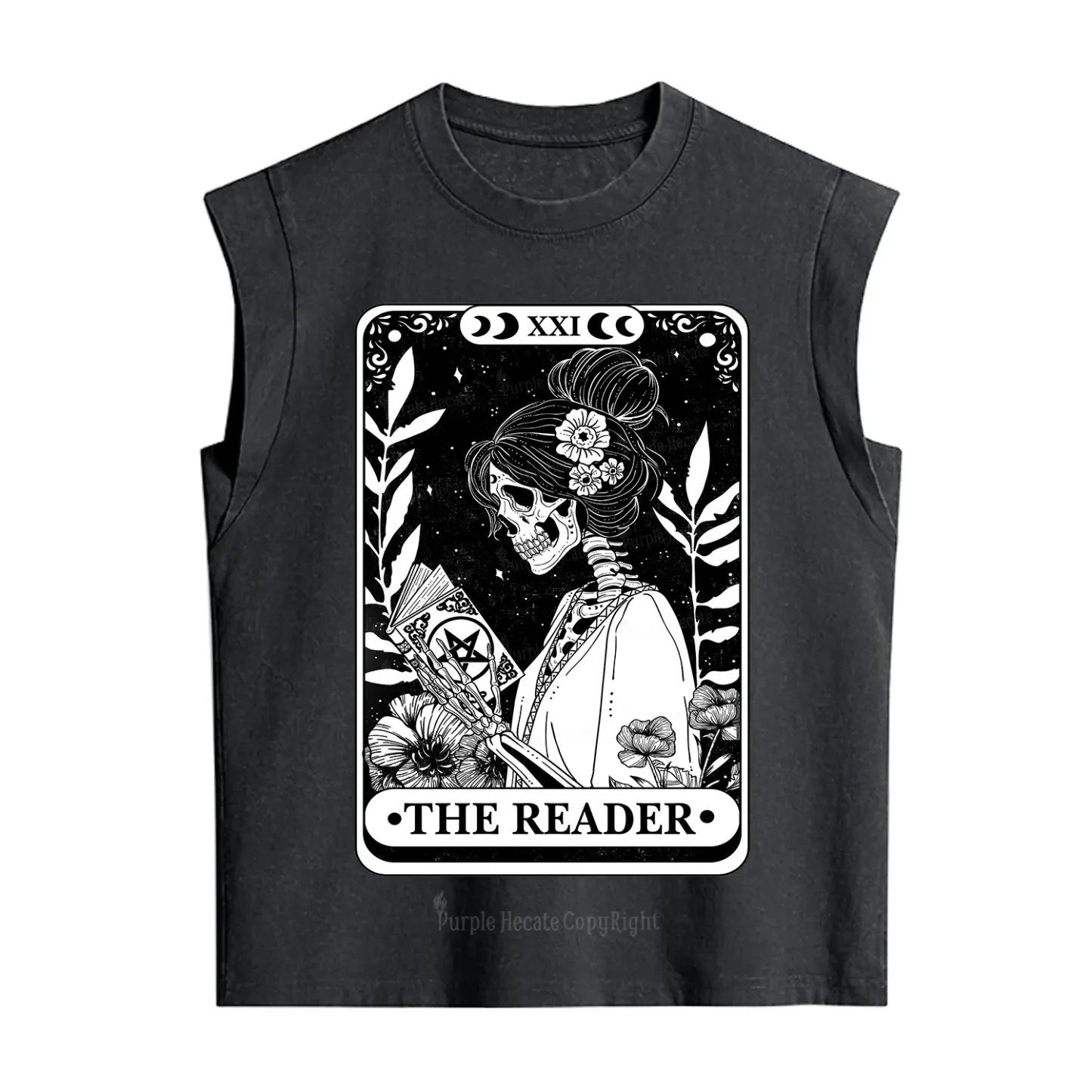 Purplehecate The Reader Skeleton Tarot Vintage Washed Tank