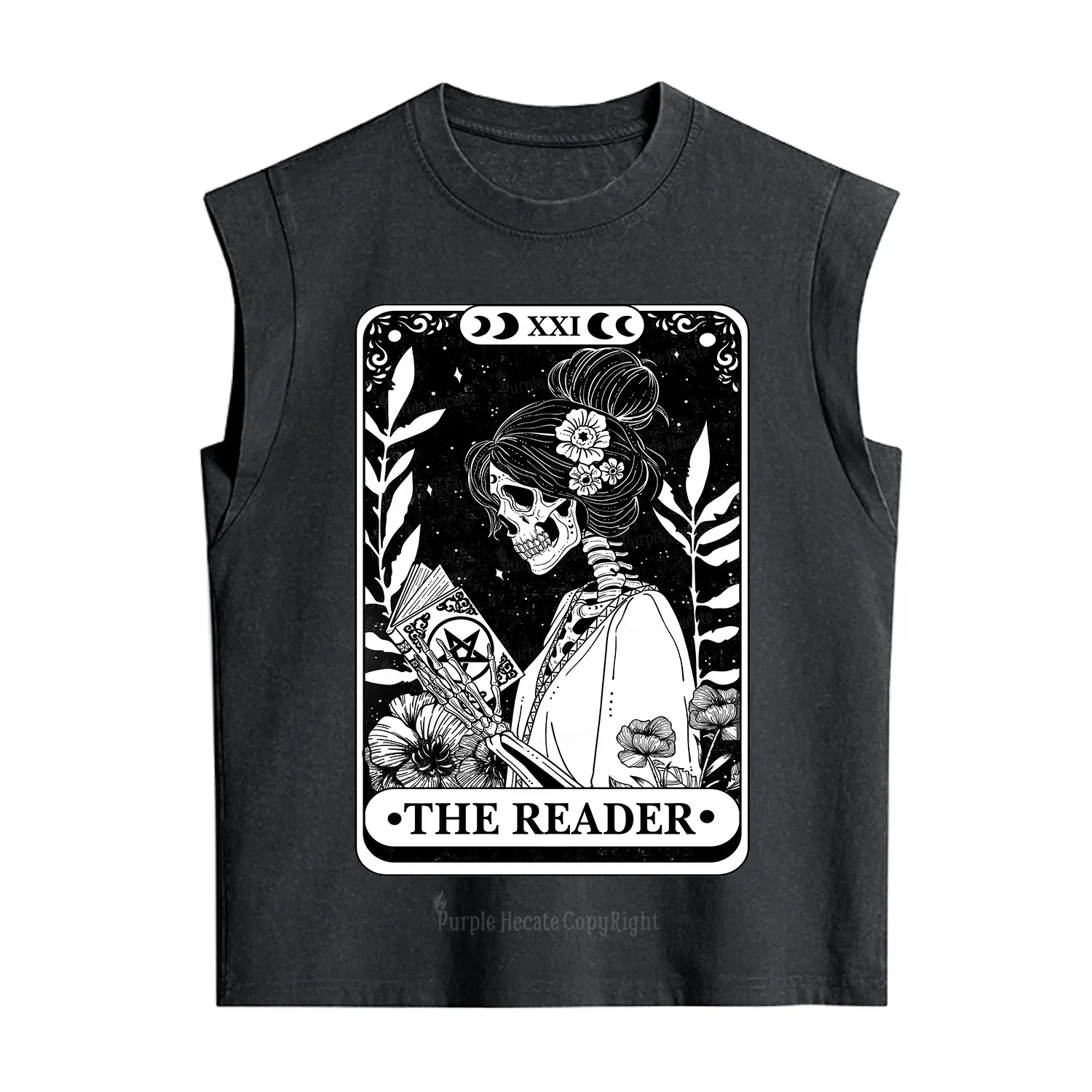Purplehecate The Reader Skeleton Tarot Vintage Washed Tank