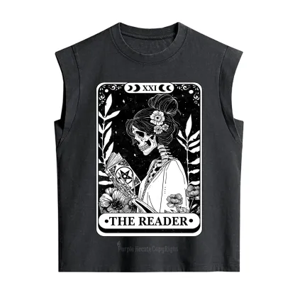 Purplehecate The Reader Skeleton Tarot Vintage Washed Tank