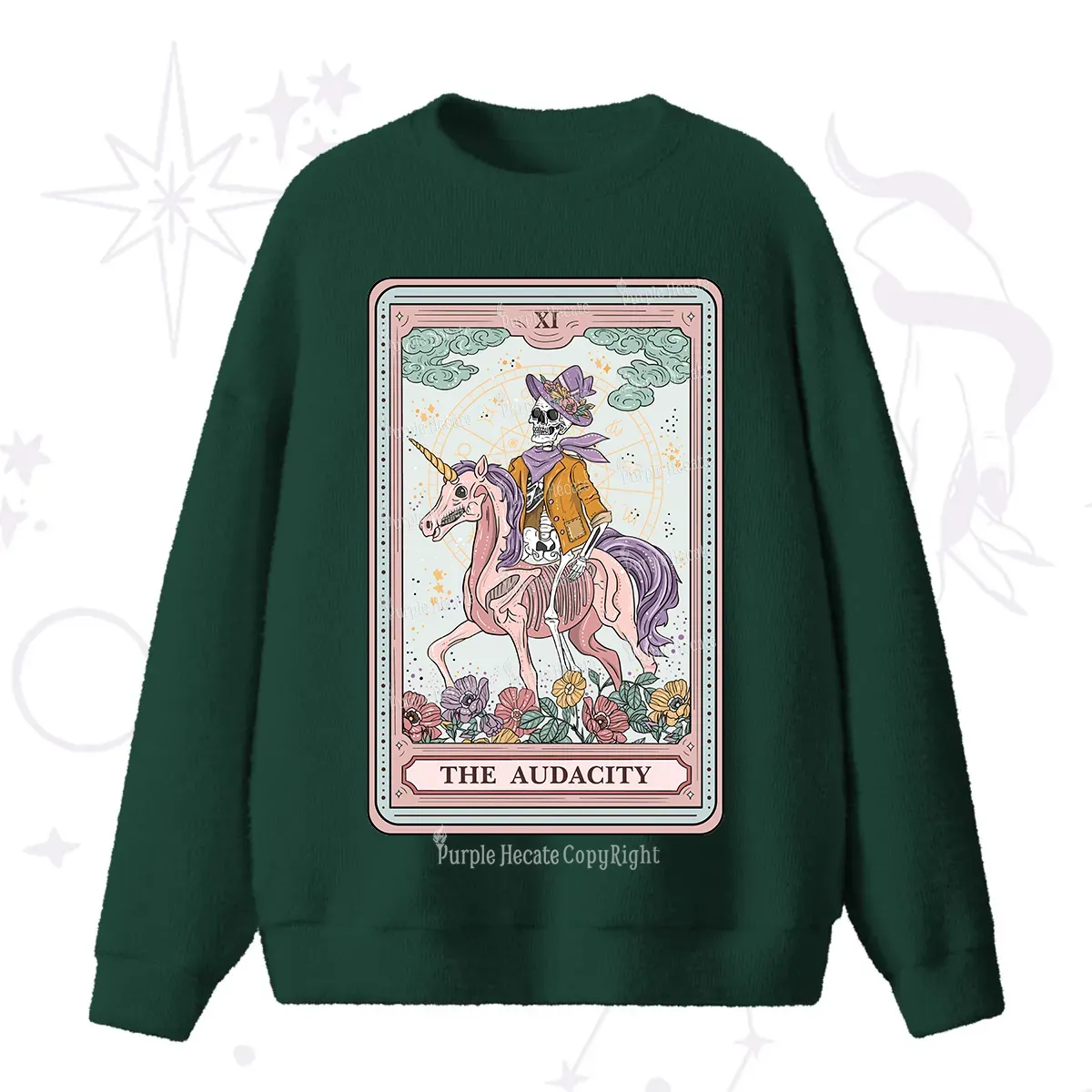 Purplehecate The Audacity Tarot Card Fuzzy Ugly Sweater