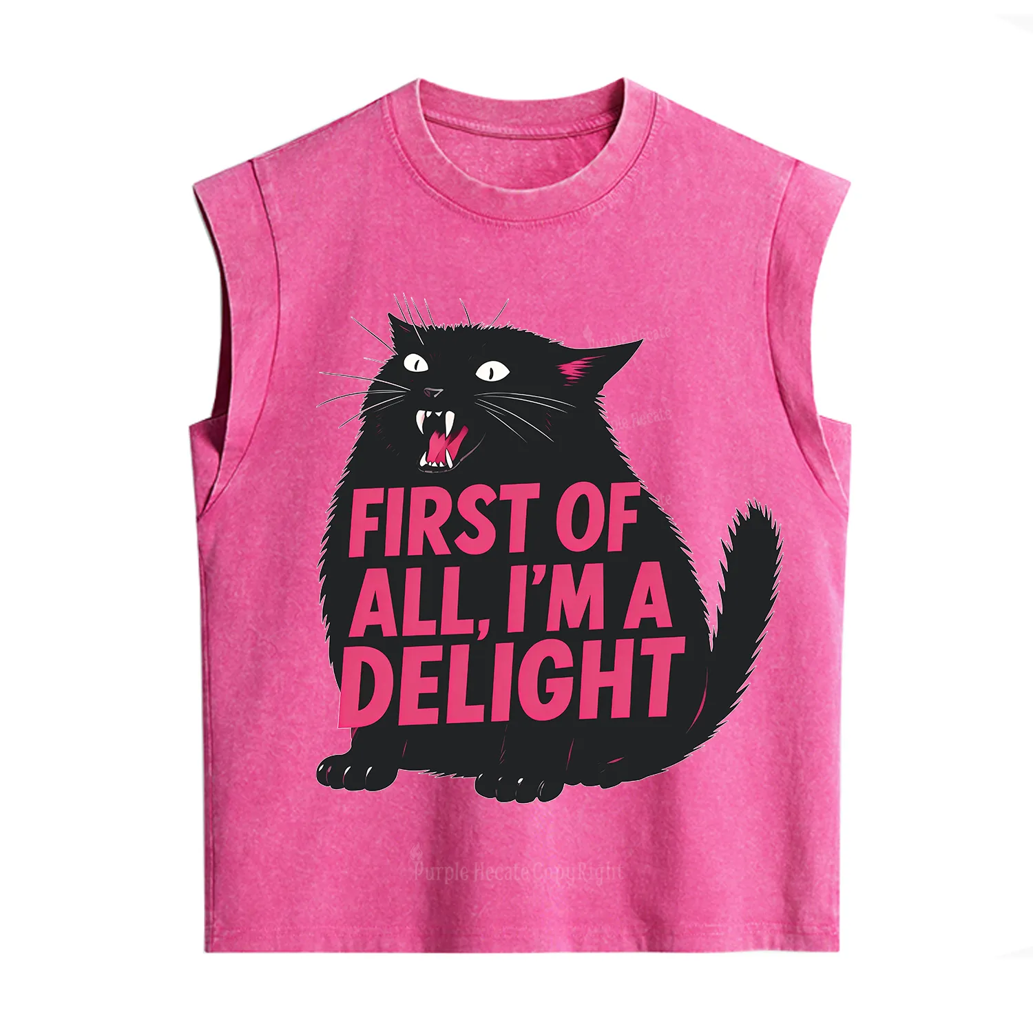 Purplehecate First Of All I'm A Delight Cat Vintage Washed Tank
