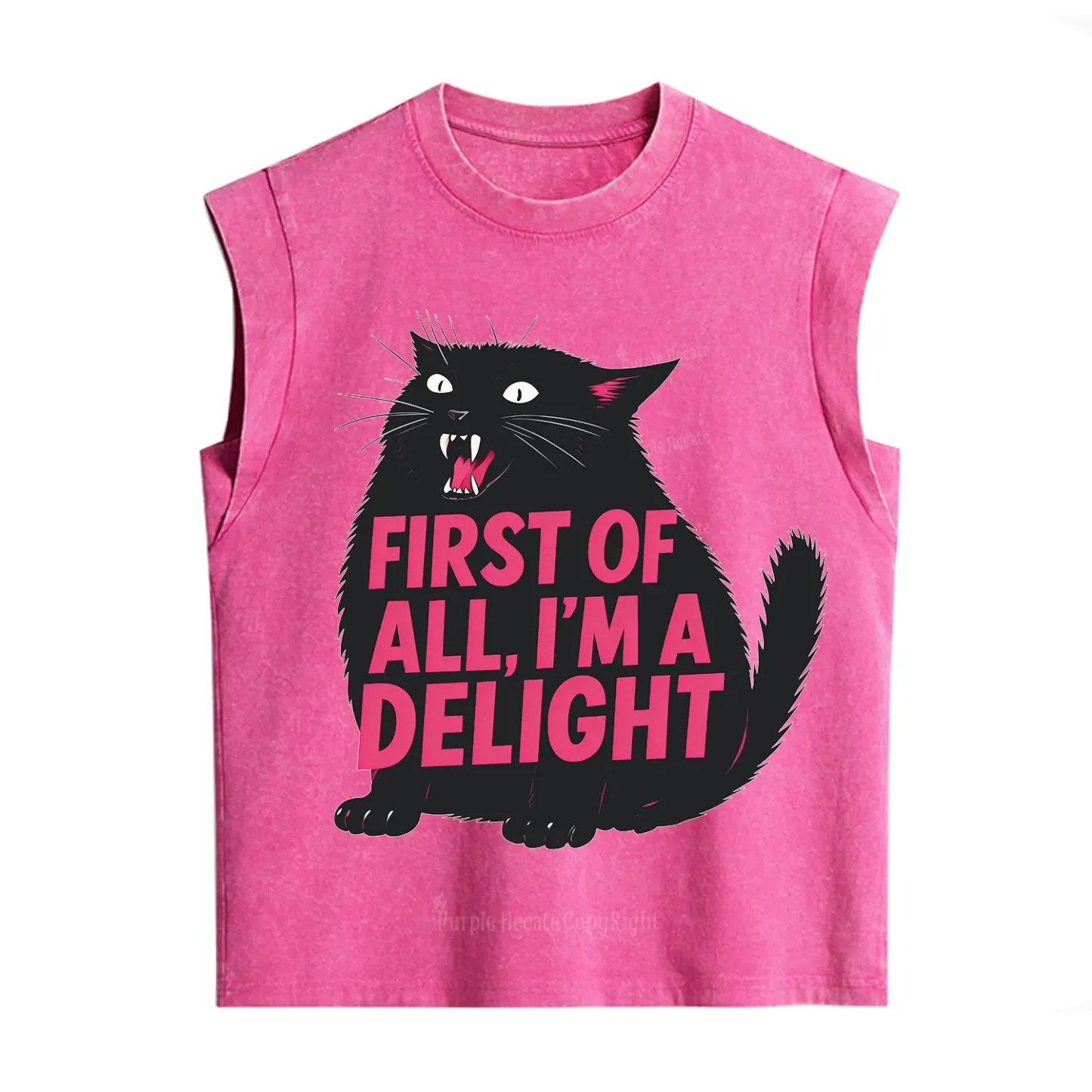 Purplehecate First Of All I'm A Delight Cat Vintage Washed Tank