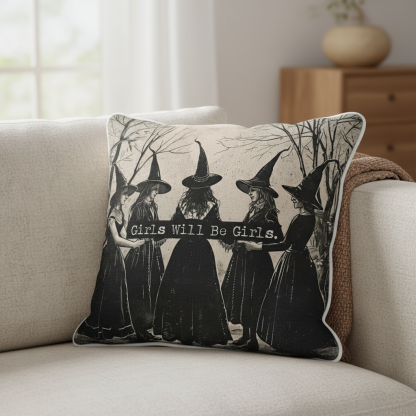 Purplehecate Girls Will Be Girls Witch Pillow