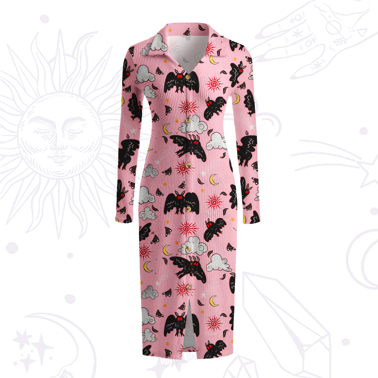 Purplehecate Cryptid Mothman Ribbed Knit Dress