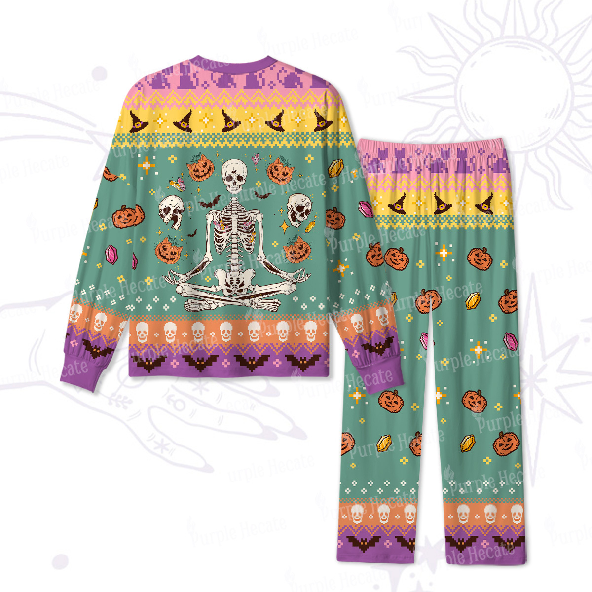 Purplehecate Funny Skeleton Halloween Pajamas
