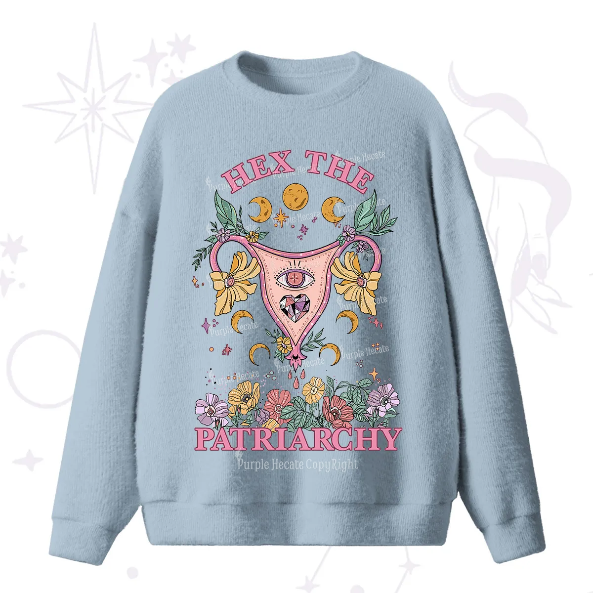 Purplehecate Hex the Patriarchy Feminist Fuzzy Ugly Sweater