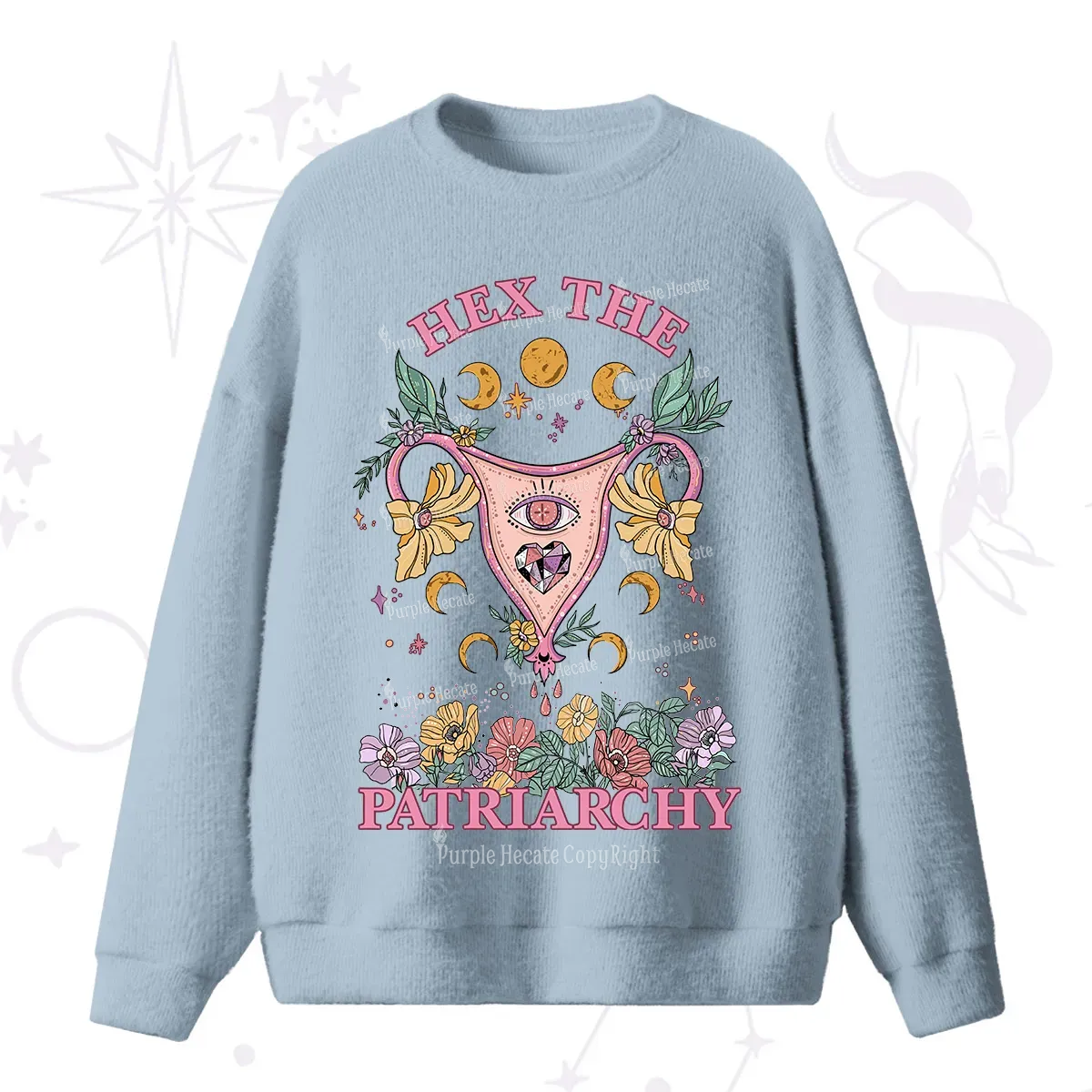 Purplehecate Hex the Patriarchy Feminist Fuzzy Ugly Sweater