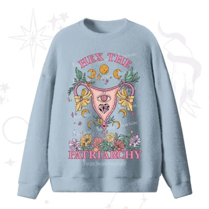 Purplehecate Hex the Patriarchy Feminist Fuzzy Ugly Sweater