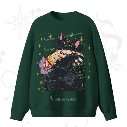 Purplehecate Feral Cat Fuzzy Ugly Sweater