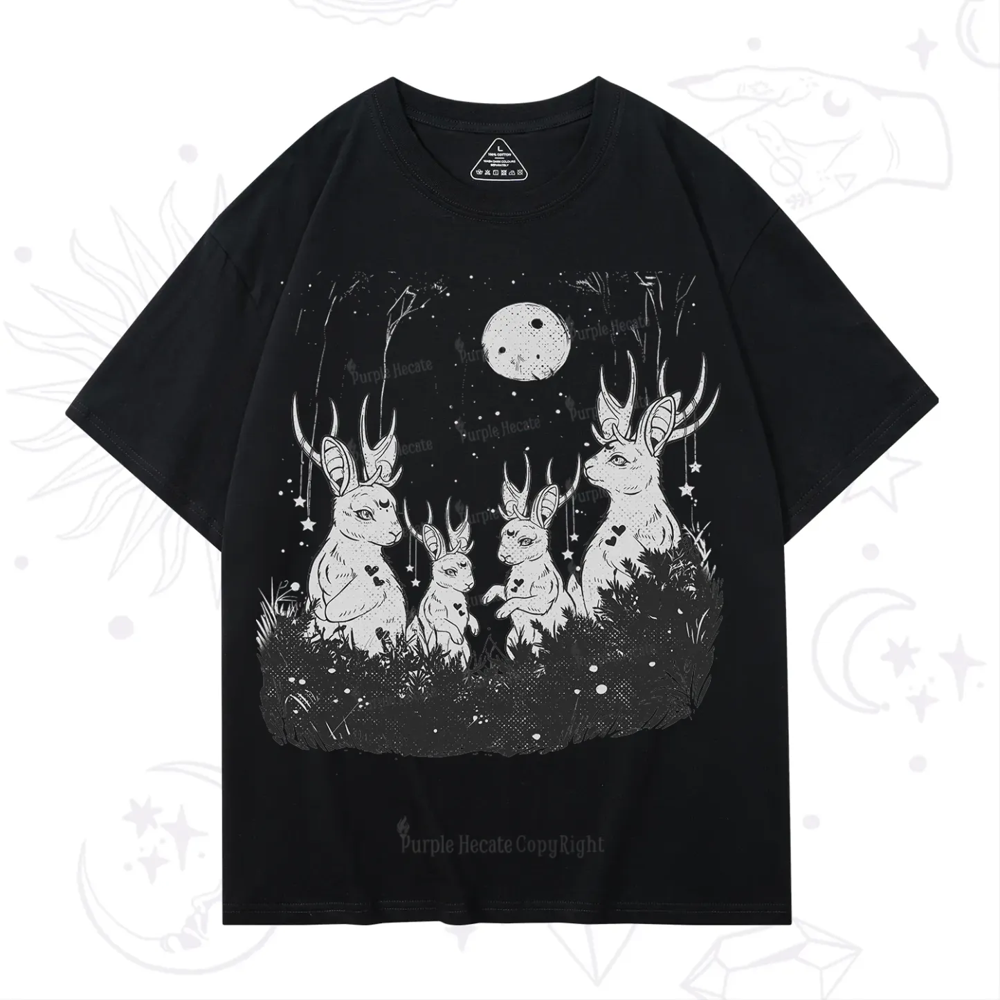 Purplehecate Moonlit Antler Bunny T-Shirt