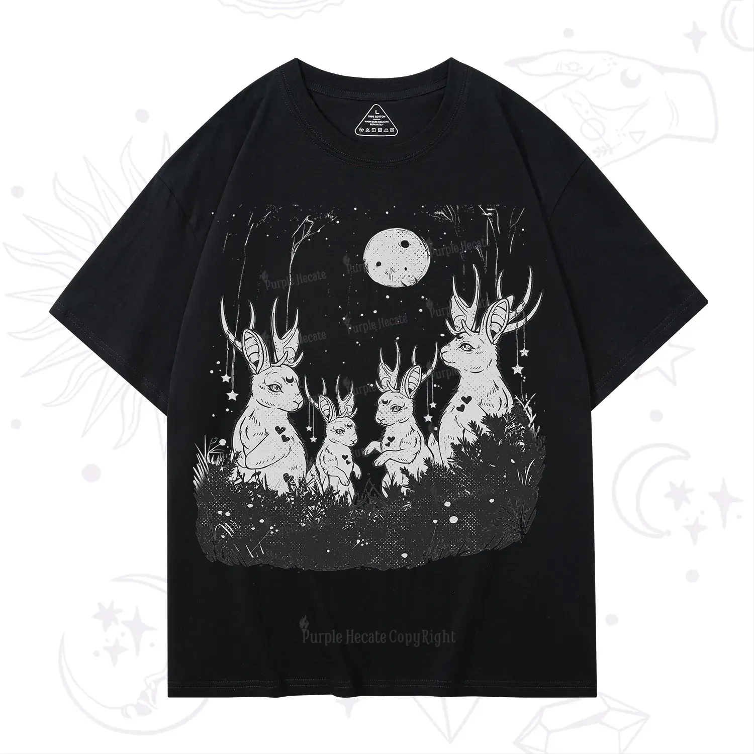 Purplehecate Moonlit Antler Bunny T-Shirt