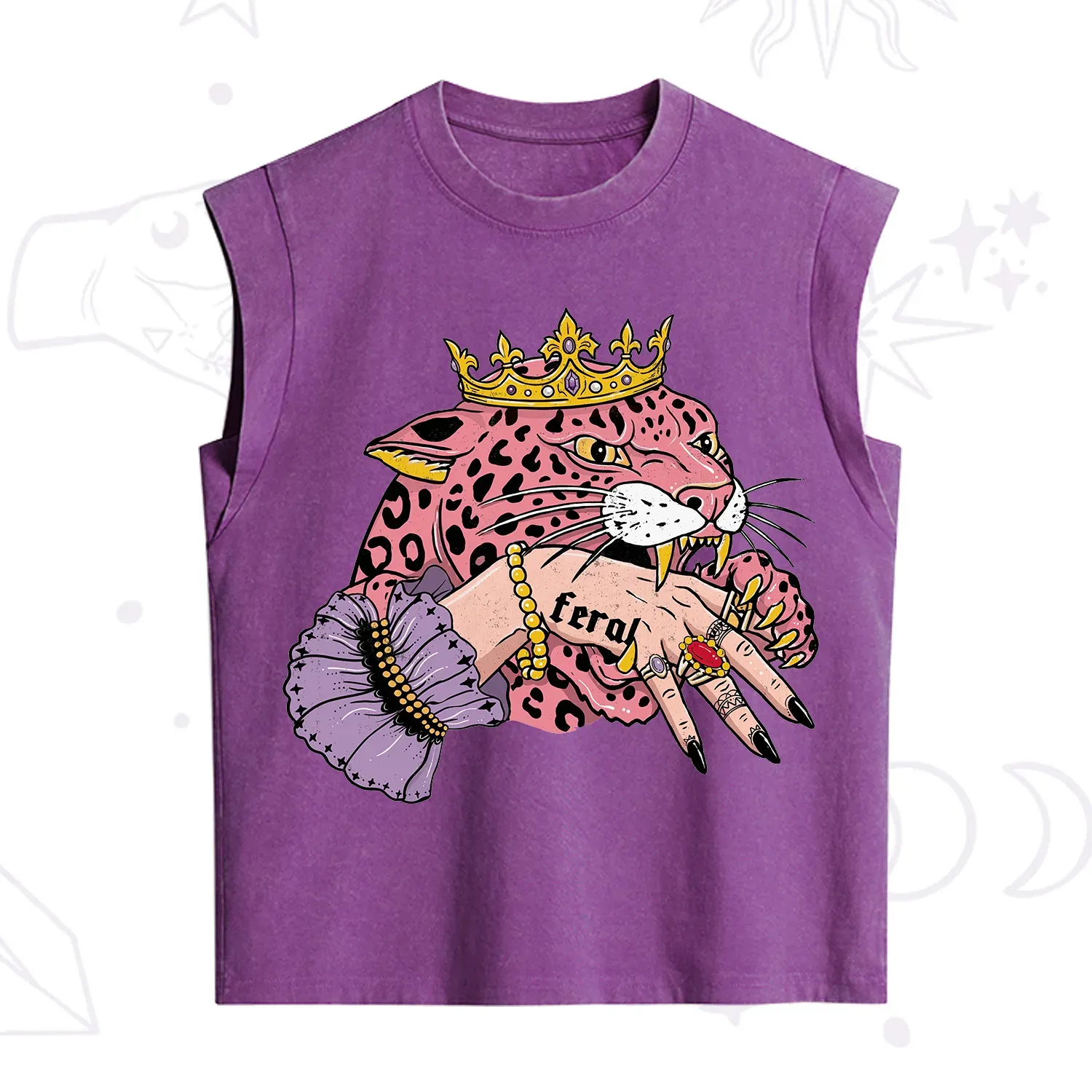 Purplehecate Feral Queen Pink Leopard Vintage Washed Tank