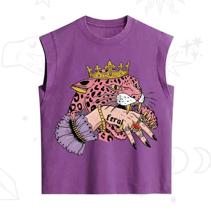 Purplehecate Feral Queen Pink Leopard Vintage Washed Tank
