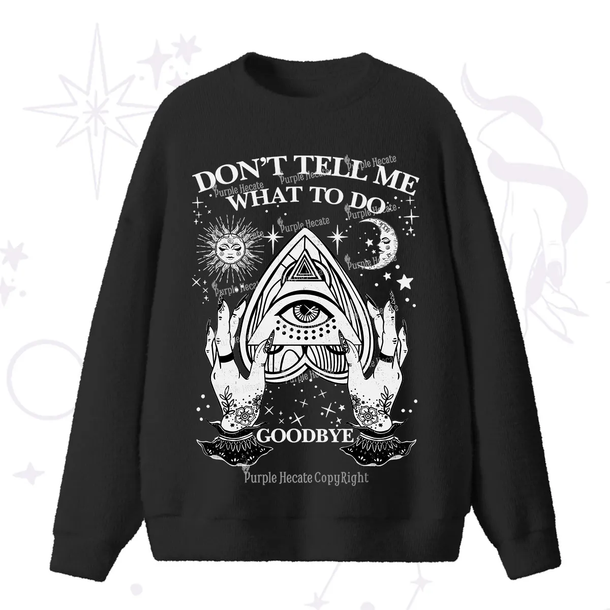 Purplehecate Don't Tell Me What To Do Witch Planchette Eye Fuzzy Ugly Sweater