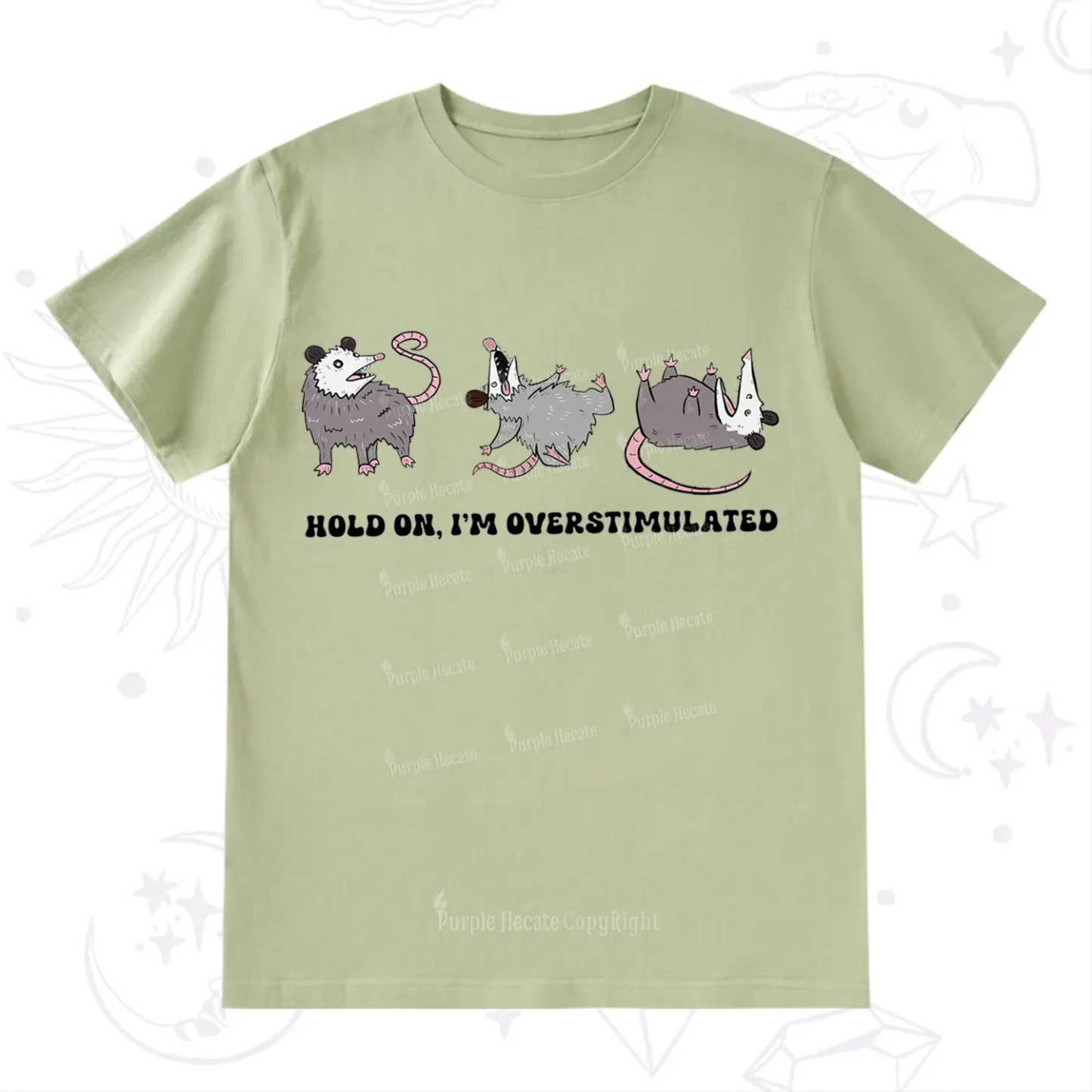 Purplehecate Hold On I'm Overstimulated T-Shirt
