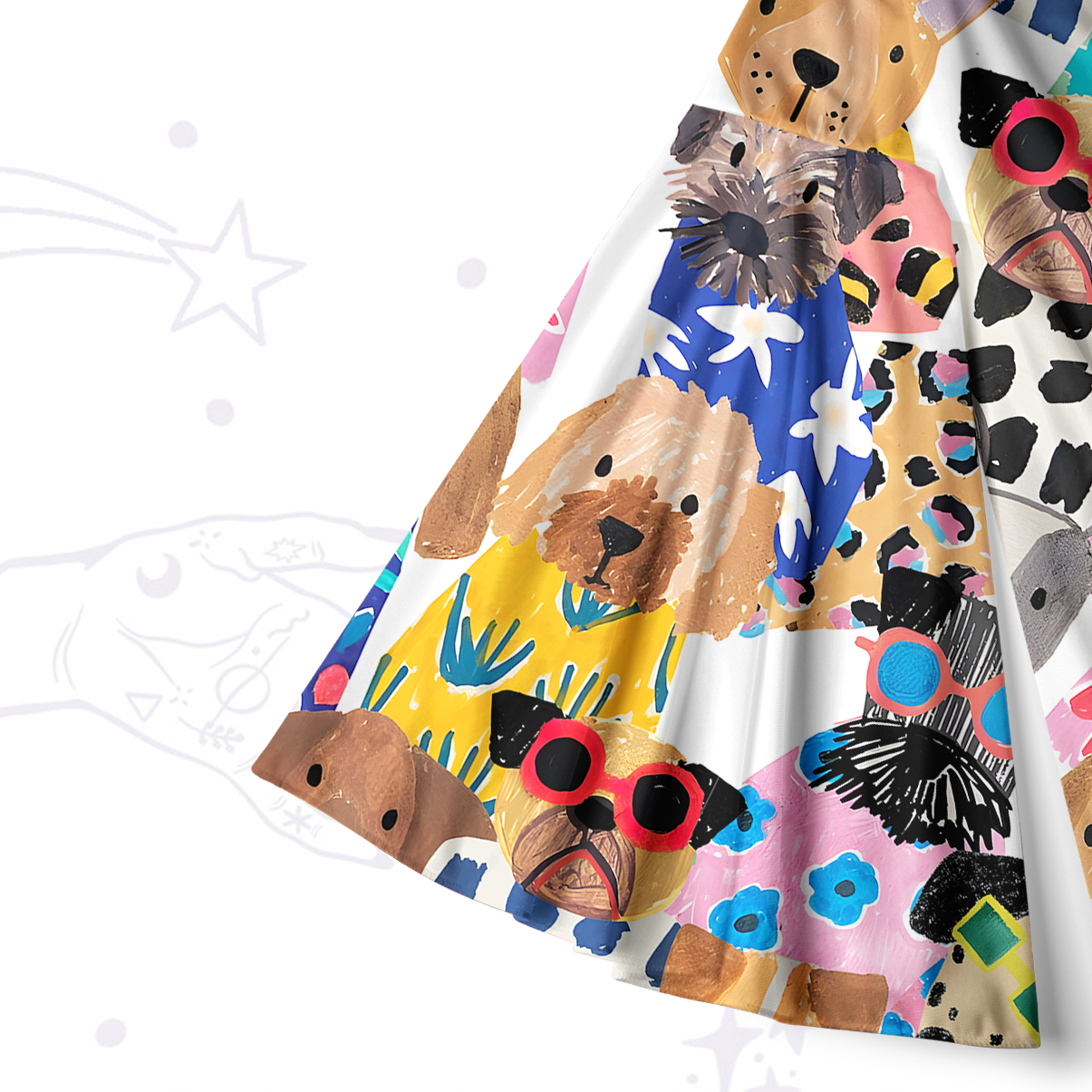 Purplehecate Puppy Parade Bell Sleeve Dress