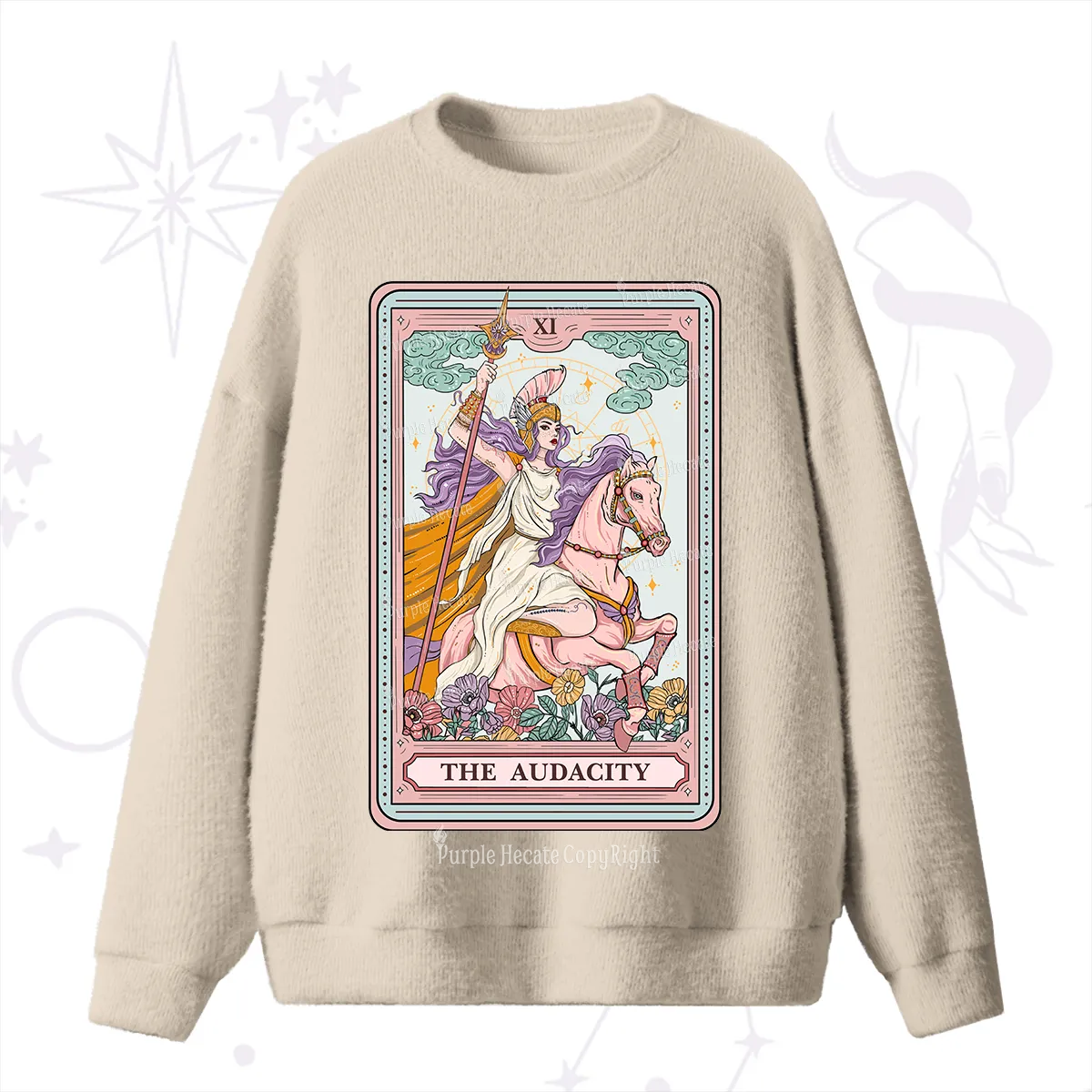Purplehecate The Audacity Tarot Card Fuzzy Ugly Sweater