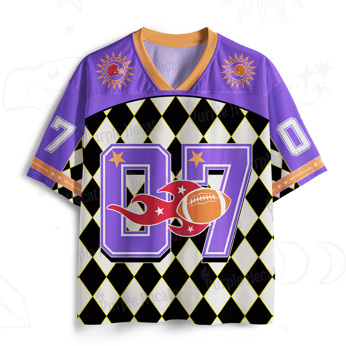 Purplehecate Purple Harlequin Gridiron Football Mesh Jersey
