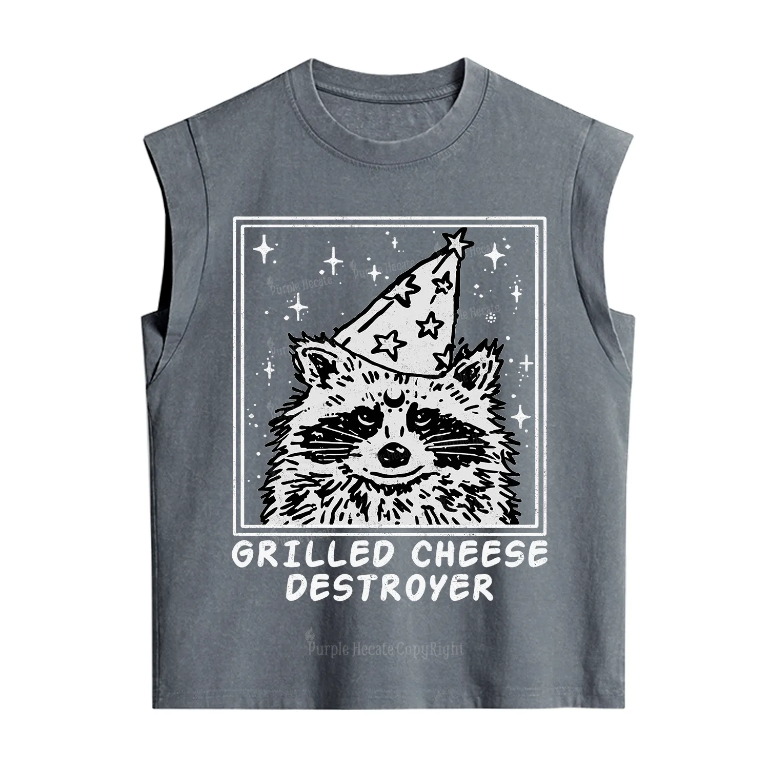 Purplehecate Grilled Cheese Destroyer Raccoon Vintage Washed Tank
