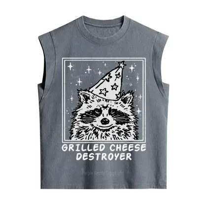 Purplehecate Grilled Cheese Destroyer Raccoon Vintage Washed Tank