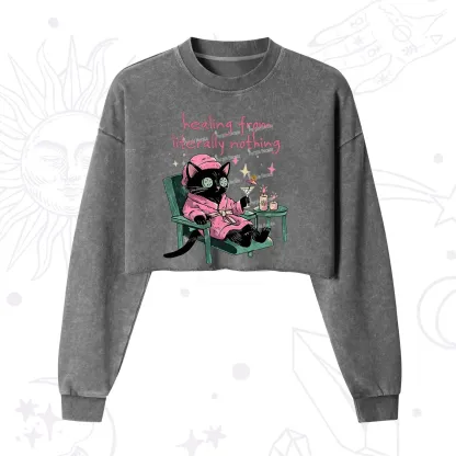 Purplehecate Healing From Literally Nothing Cropped Washed Sweatshirt