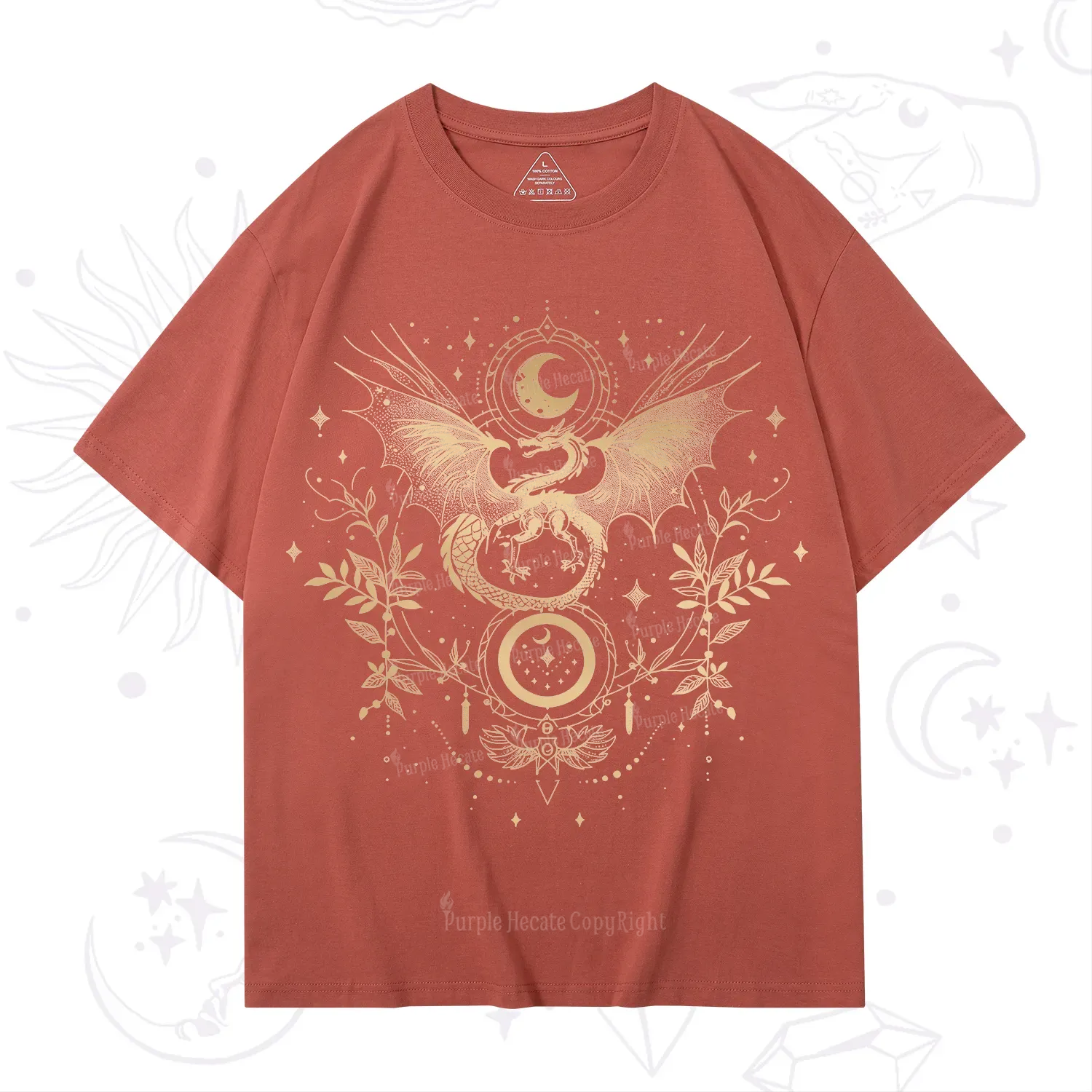 Purplehecate Celestial Dragon Moon Phase T-Shirt