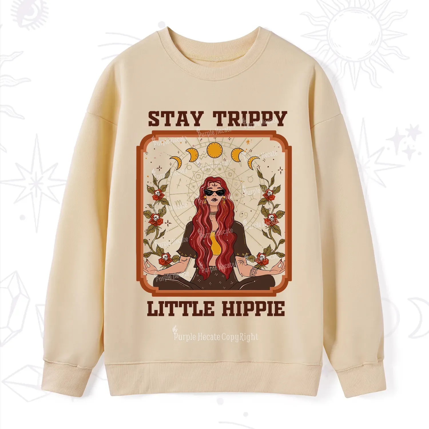 Purplehecate Stay Trippy Little Witchy Hippie Sweatshirt