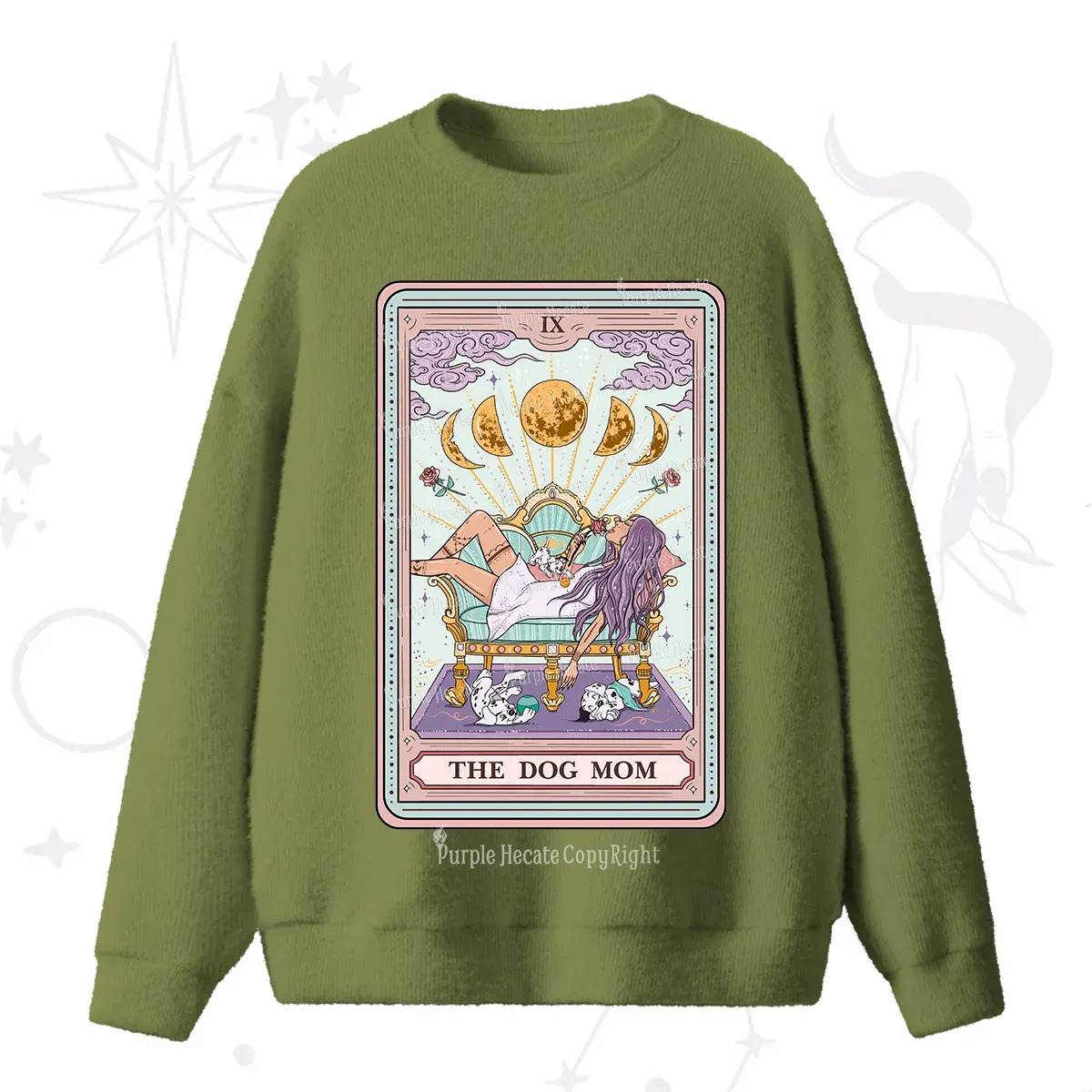 Purplehecate The Dog Mom Tarot Fuzzy Ugly Sweater