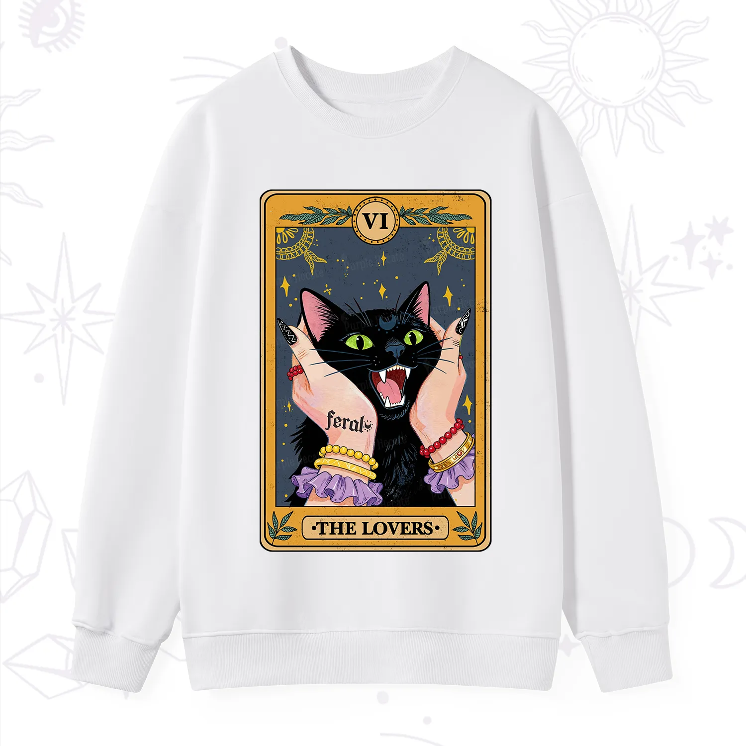 Purplehecate The Lovers Tarot Feral Cat Sweatshirt