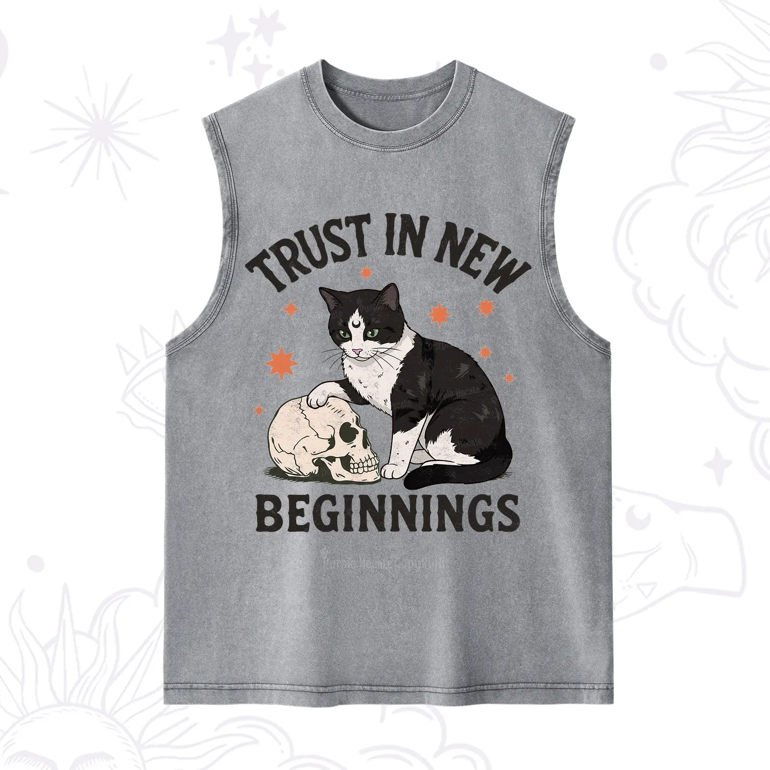 Purplehecate Trust In New Beginnings Cat Washed Tank