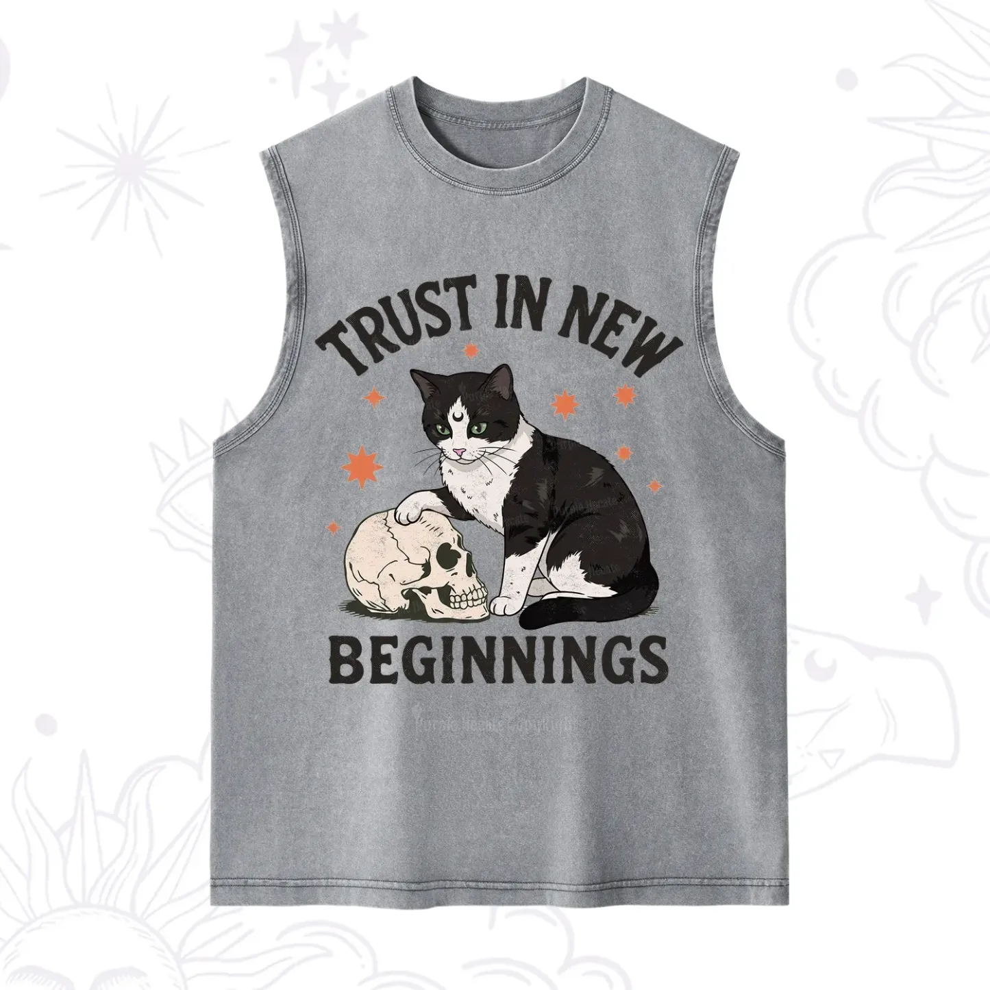 Purplehecate Trust In New Beginnings Cat Washed Tank