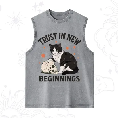 Purplehecate Trust In New Beginnings Cat Washed Tank