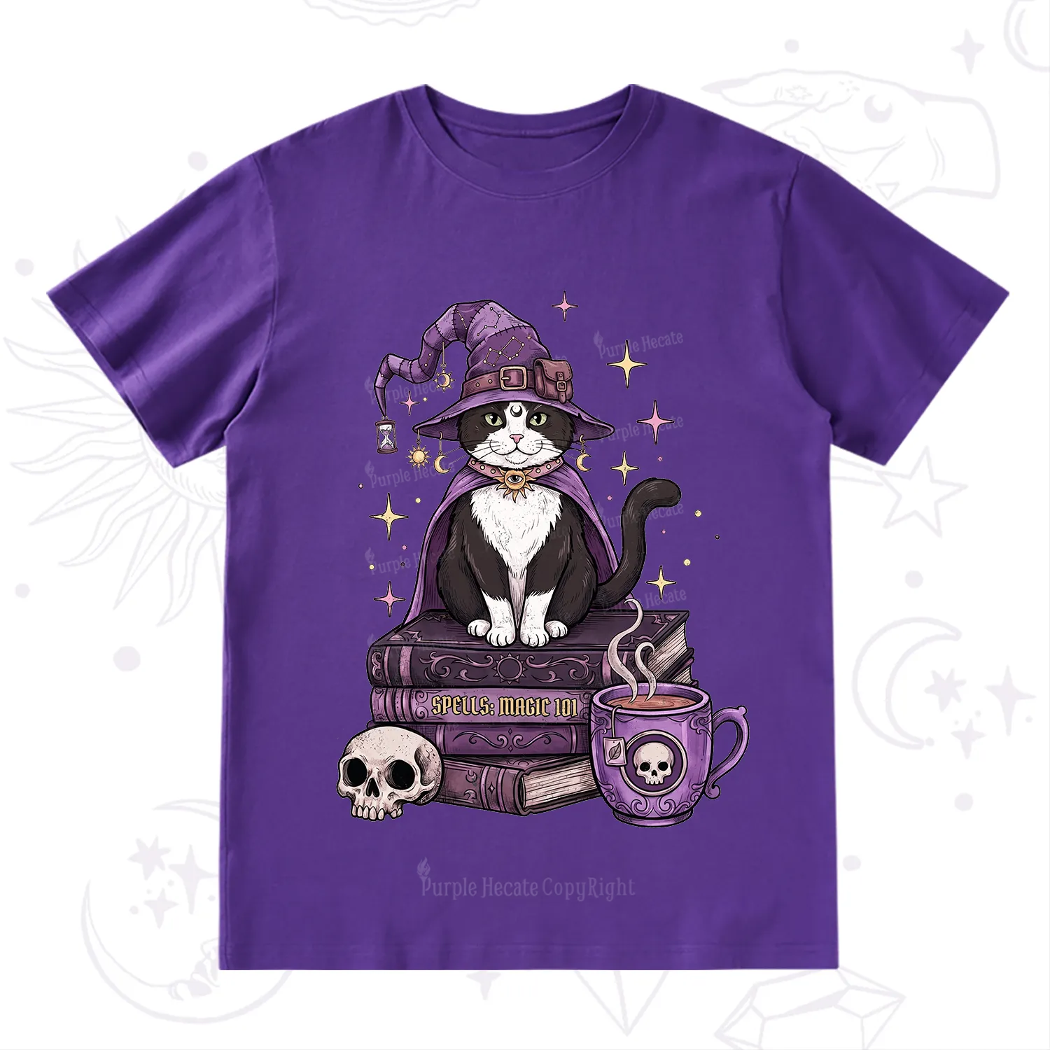 Purplehecate Witchy Cat Spell Books T-Shirt
