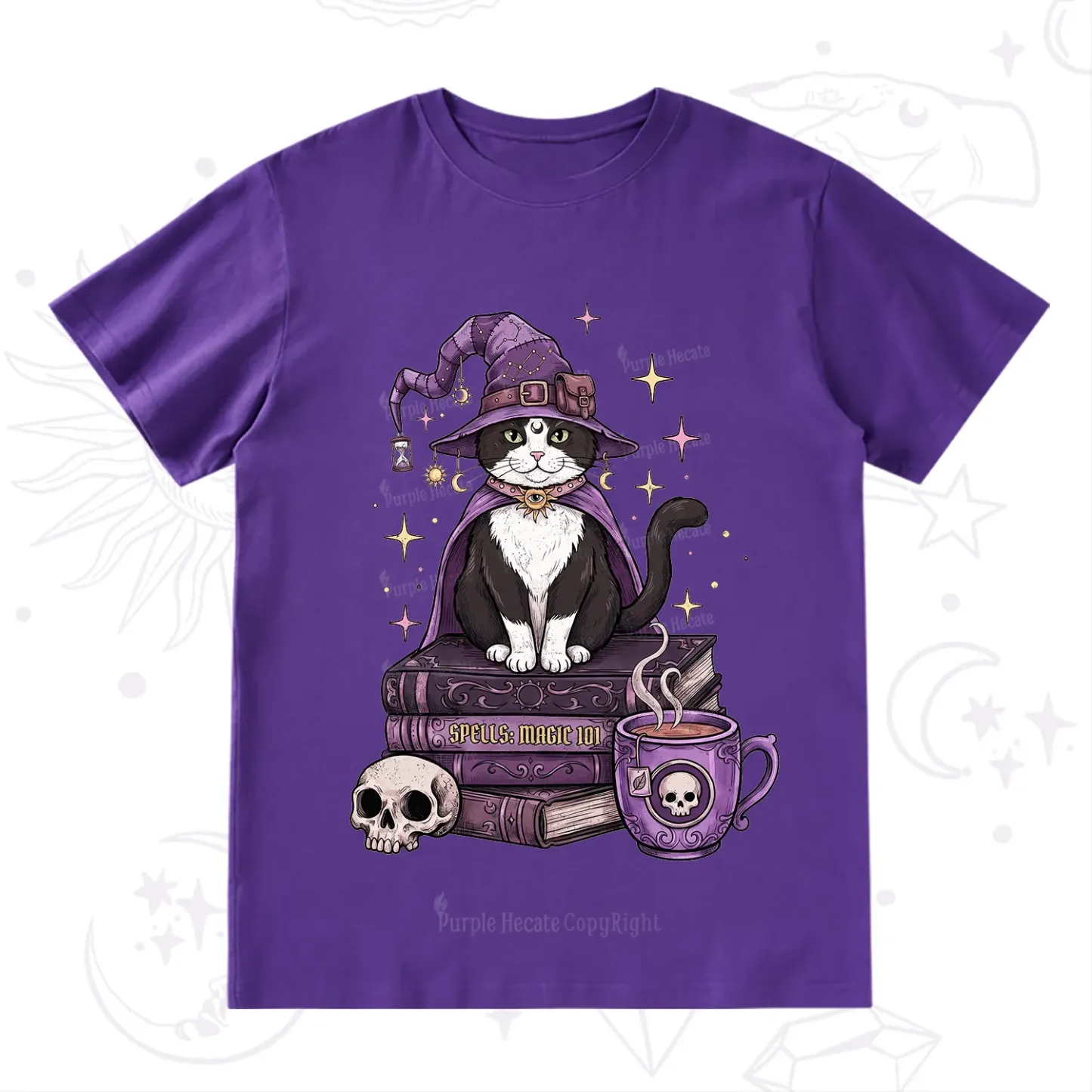 Purplehecate Witchy Cat Spell Books T-Shirt