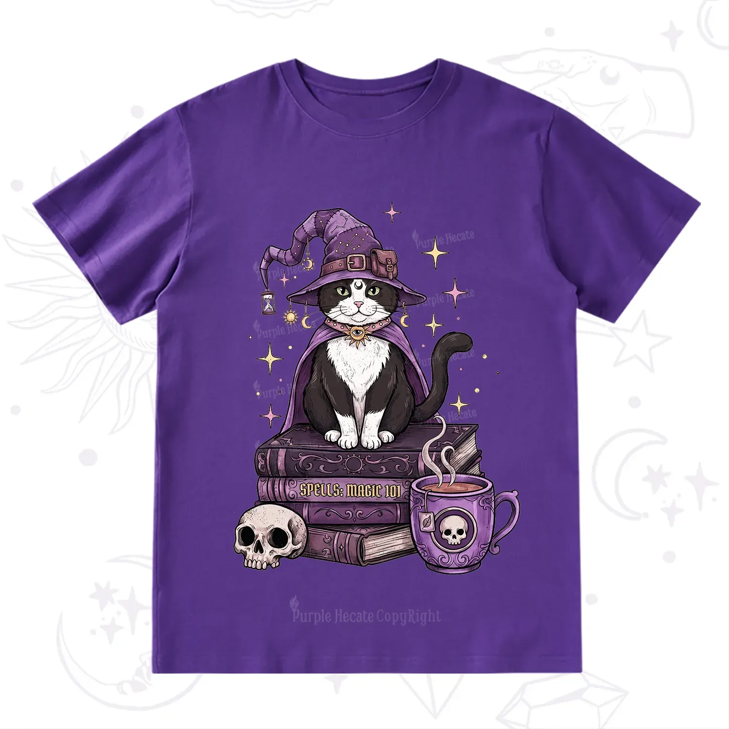 Purplehecate Witchy Cat Spell Books T-Shirt